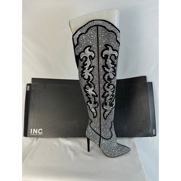 INC International Concepts‎ Rhinestone Western Boots Stiletto Heel 5M - Picture 3 of 5